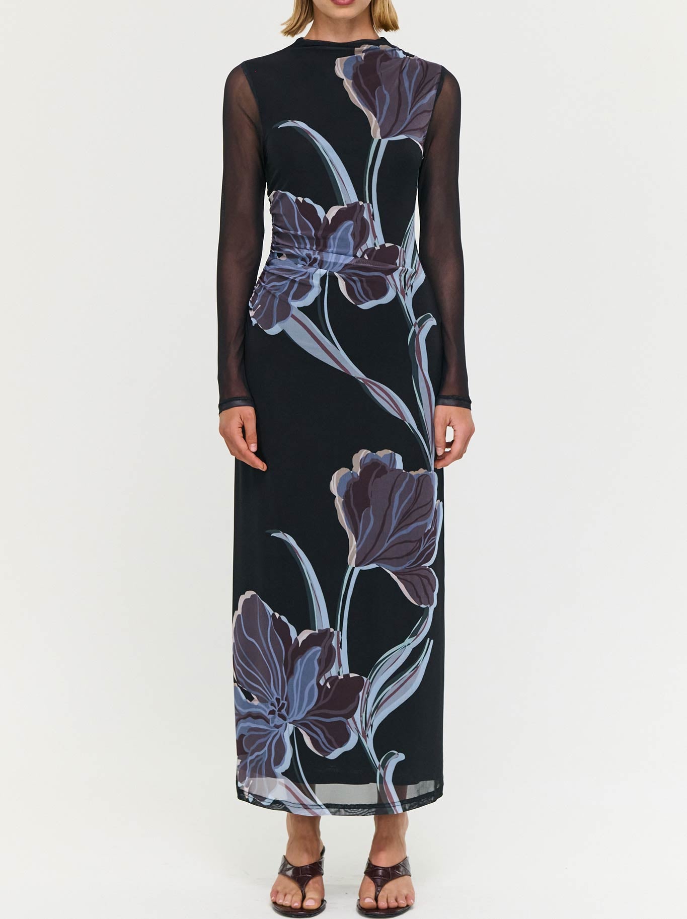 Image of Dresses. Product name - Staple The Label Stas Mesh Dress in Midnight Floral colour by brand - Staple