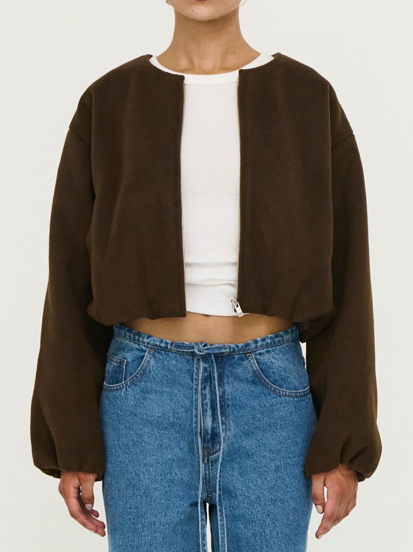 Image of Coats & Jackets. Product name - Staple The Label Alaric Cropped Jacket in Chocolate colour by brand - Staple