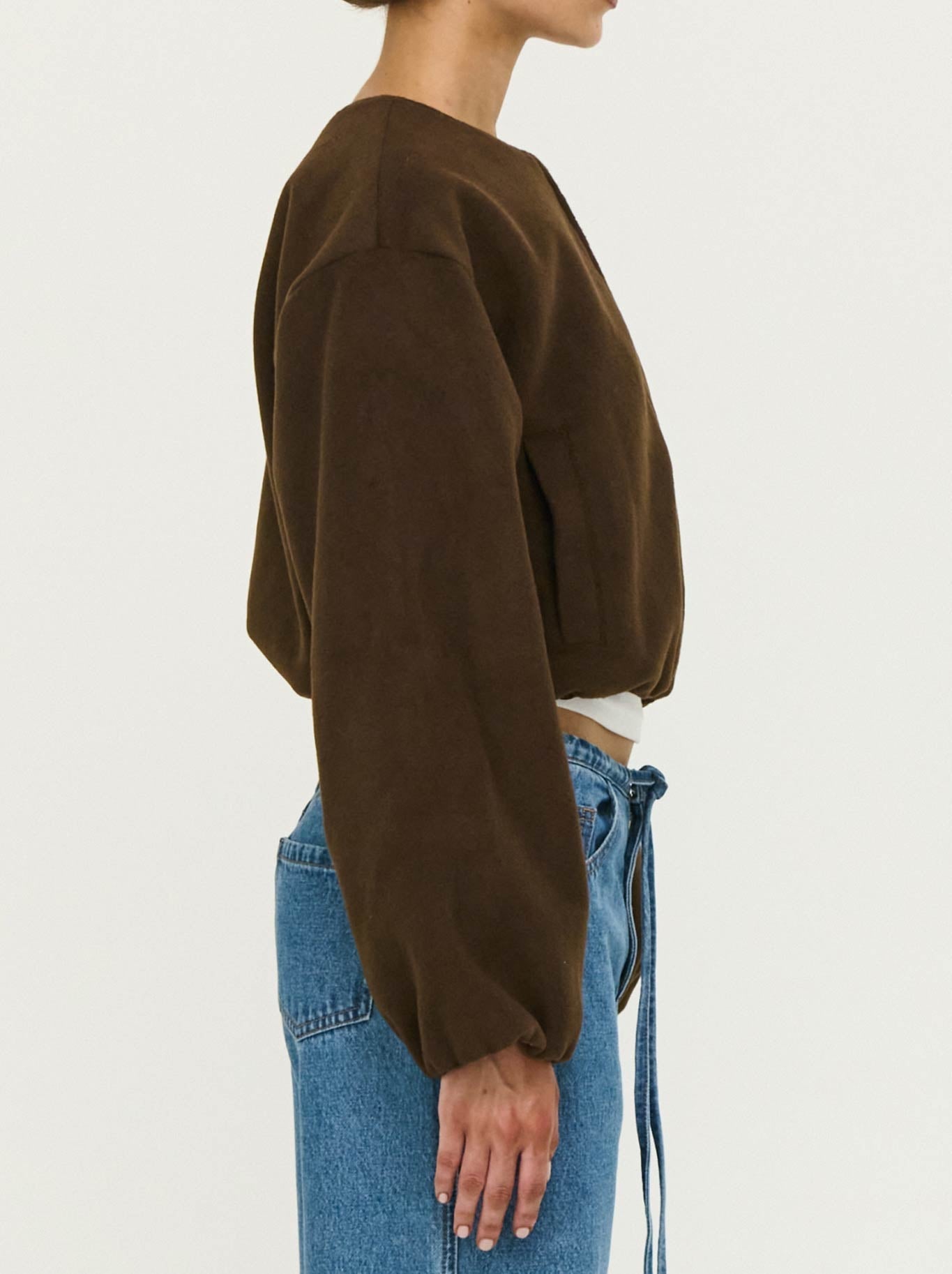 STAPLE THE LABEL ALARIC CROPPED JACKET (Chocolate)