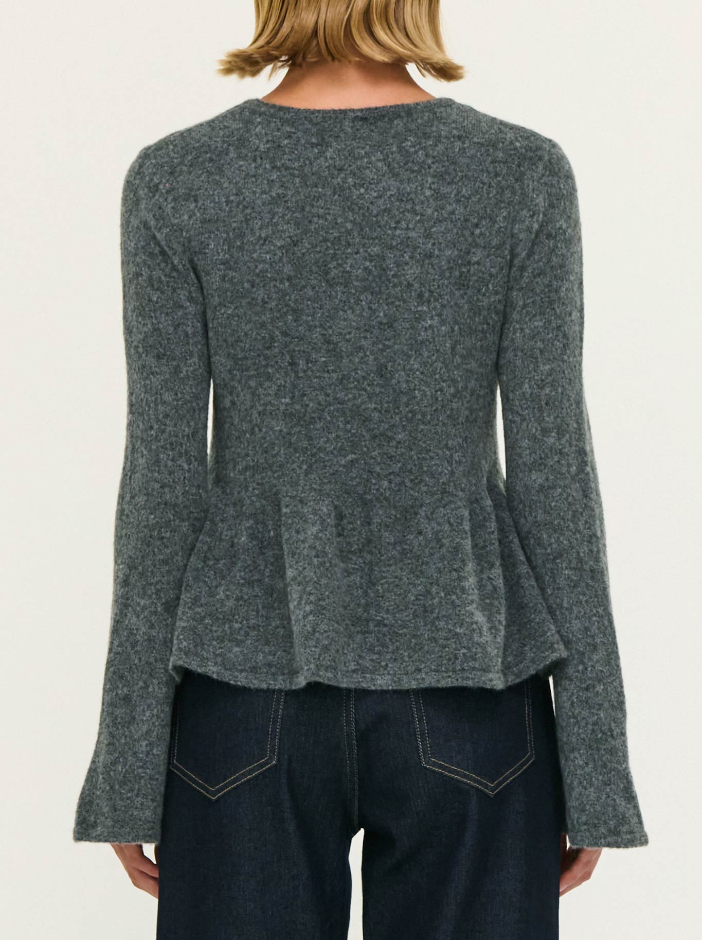 STAPLE THE LABEL NOELLE PEPLUM KNIT TOP (Charcoal)