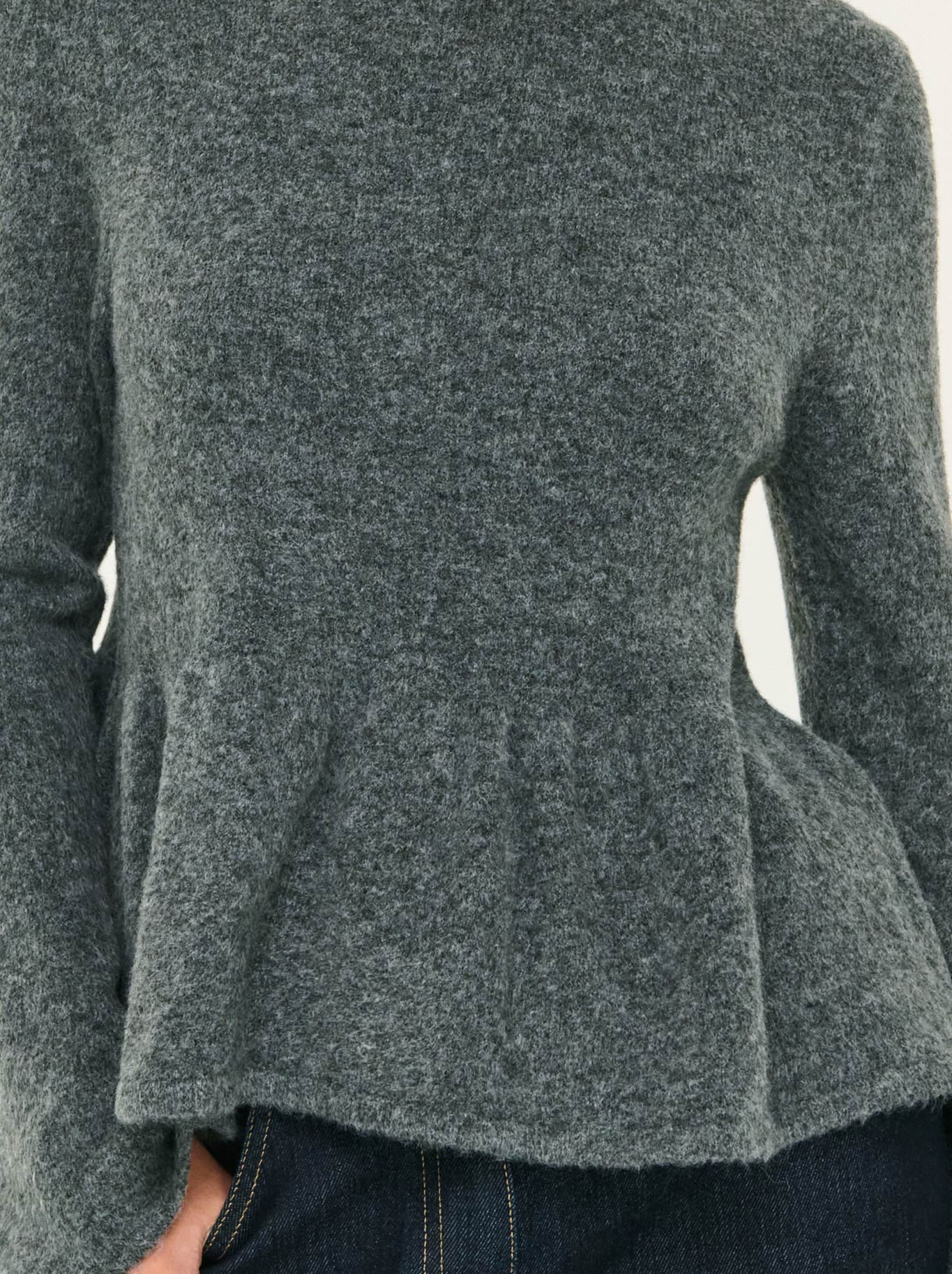STAPLE THE LABEL NOELLE PEPLUM KNIT TOP (Charcoal)