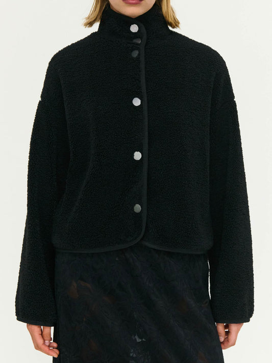 Image of Coats & Jackets. Product name - Staple The Label Katya Cropped Sherpa Jacket in Black colour by brand - Staple