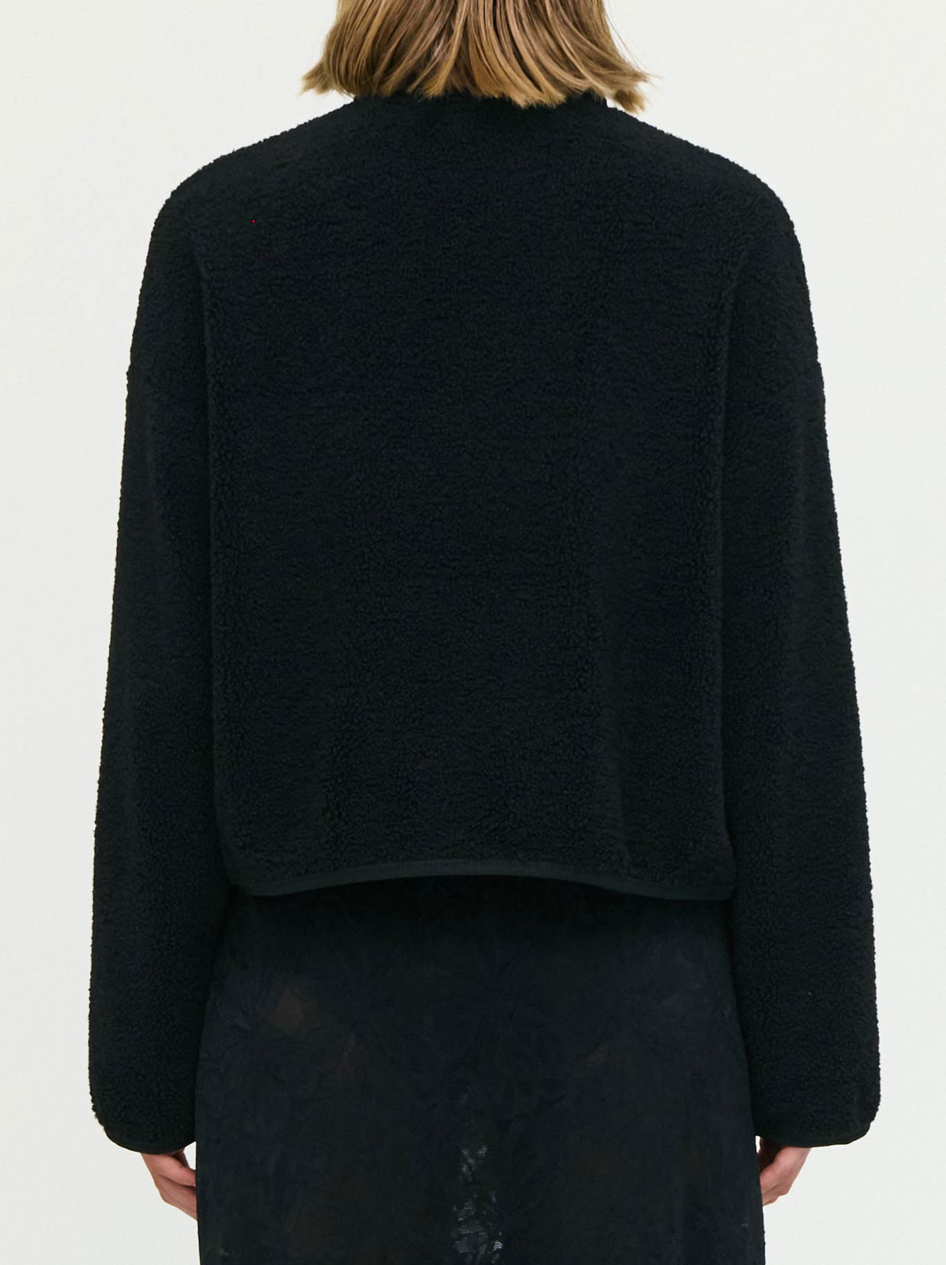 STAPLE THE LABEL KATYA CROPPED SHERPA JACKET (Black)
