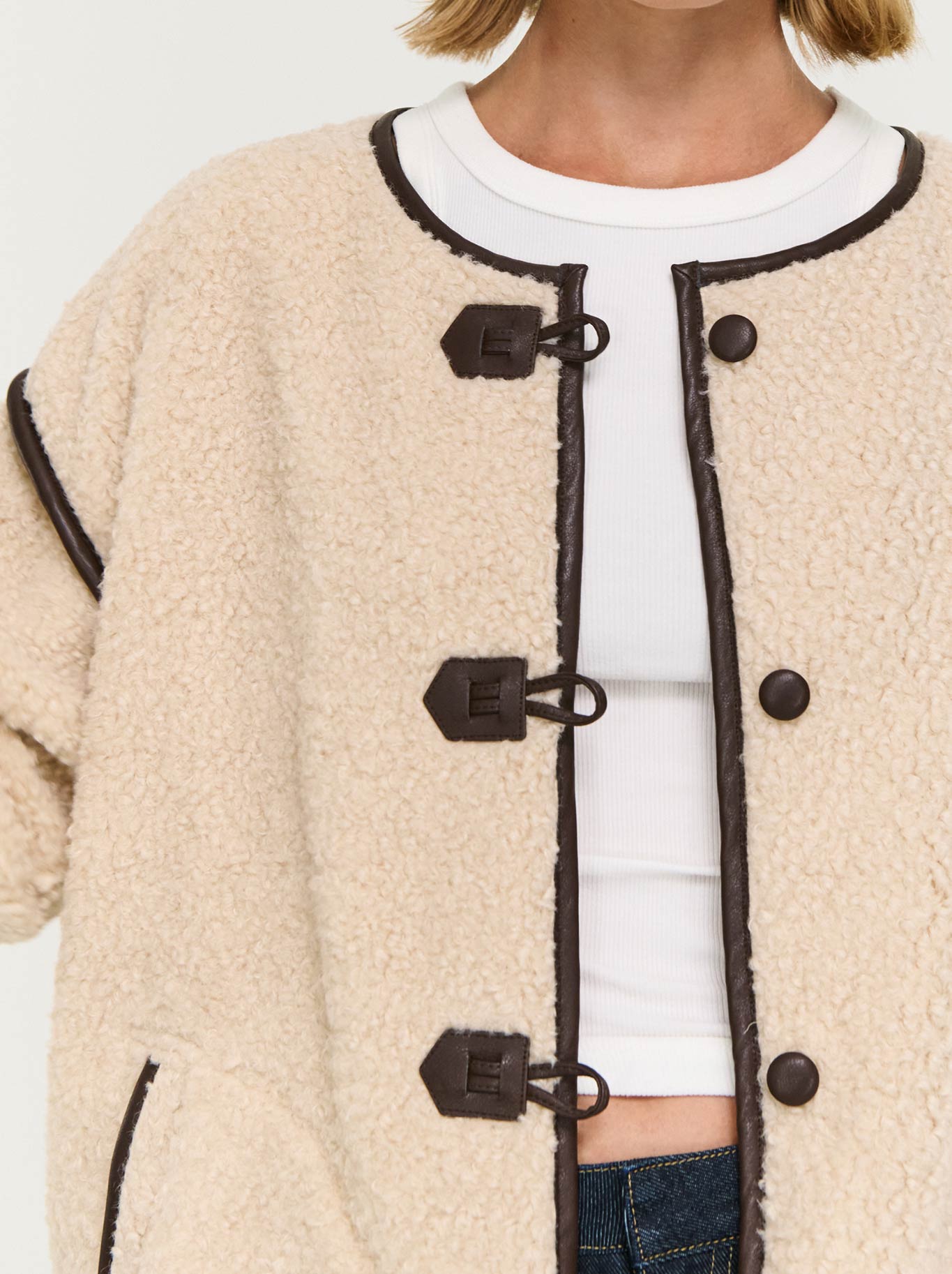 STAPLE THE LABEL PASCELE TEDDY DUFFLE COAT (Beige)
