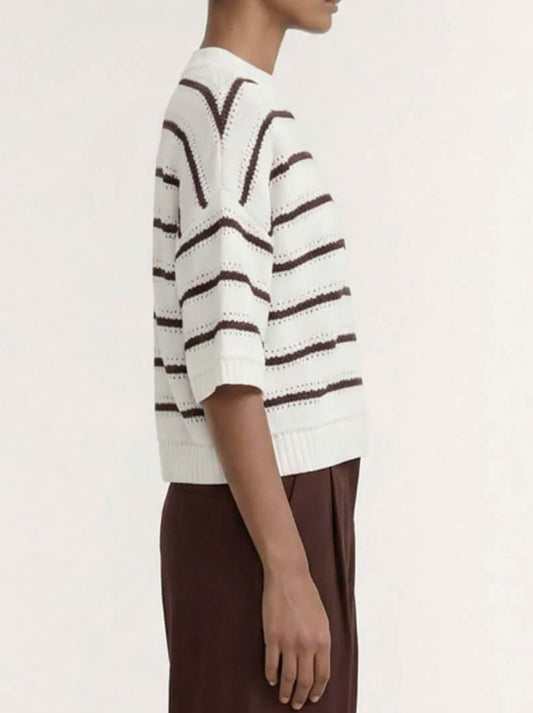 Staple The Label Pillar Stripe Knit Tee (Brown/White)