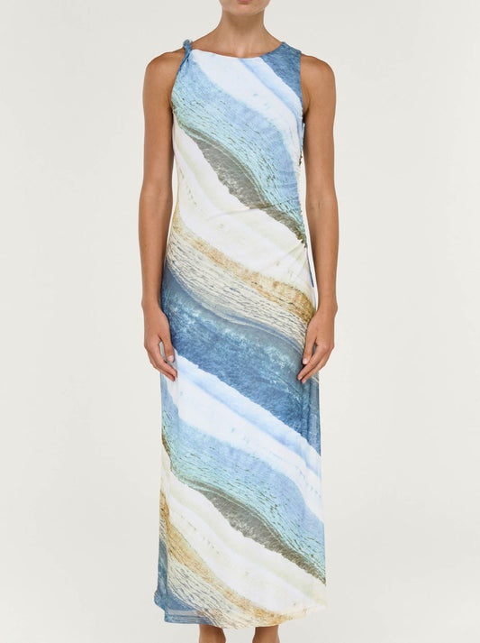 Image of Dresses. Product name - STAPLE THE LABEL ZELIE MESH MIDI DRESS in Ocean Tide colour by brand - Staple