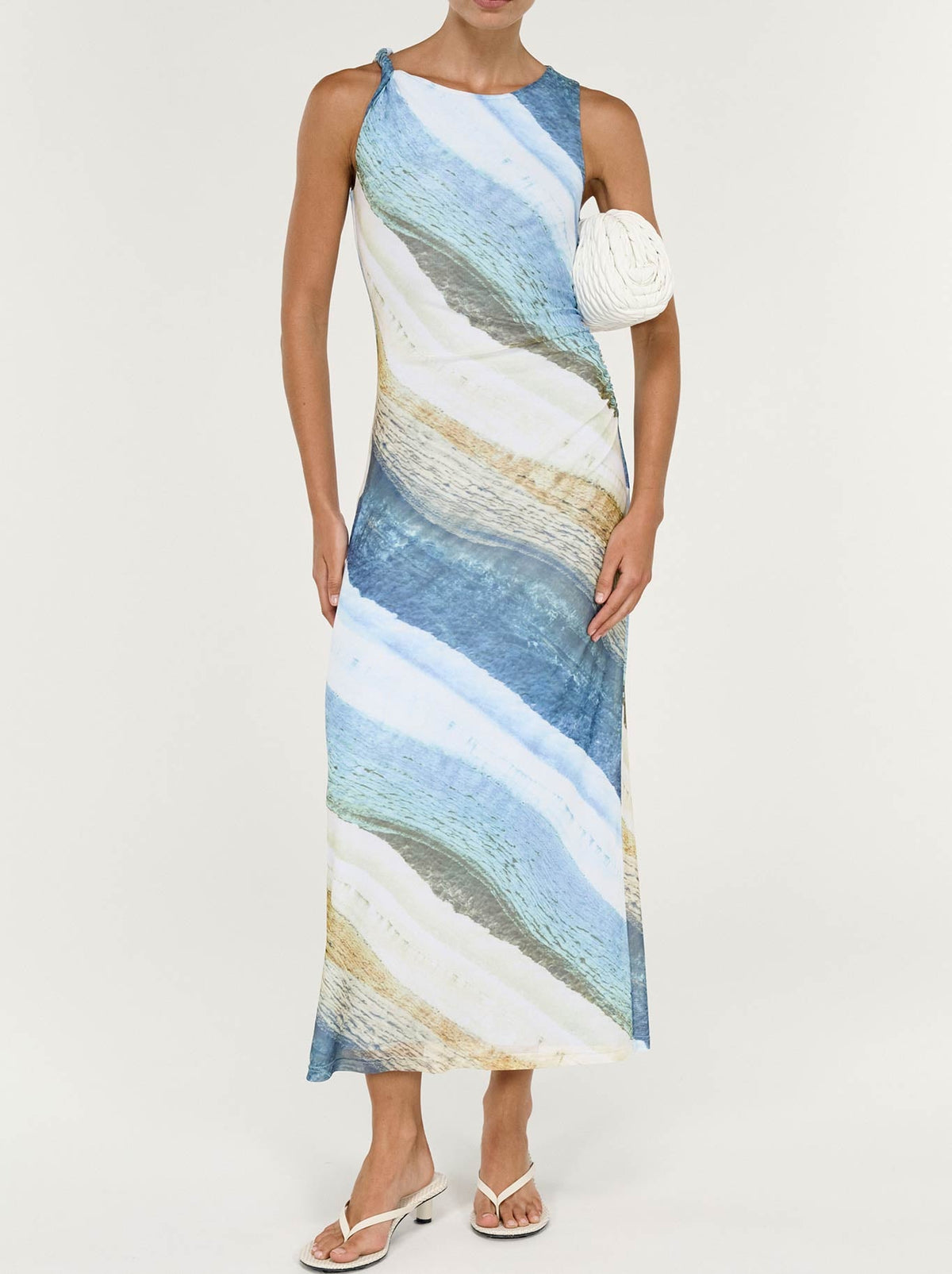 STAPLE THE LABEL ZELIE MESH MIDI DRESS (Ocean Tide)