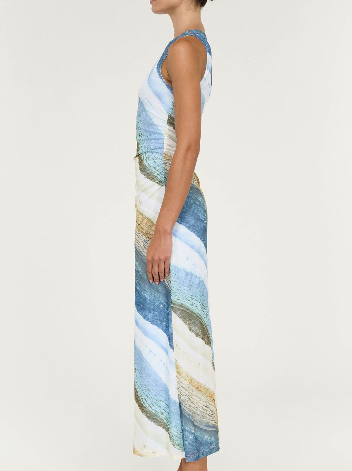 STAPLE THE LABEL ZELIE MESH MIDI DRESS (Ocean Tide)
