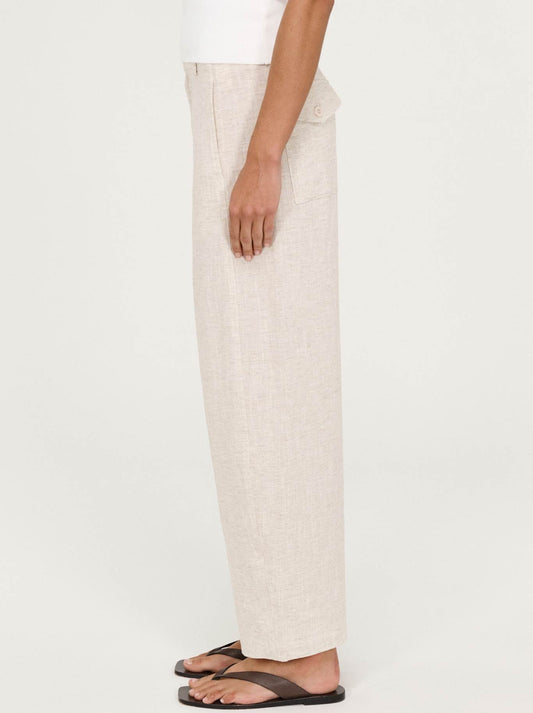 STAPLE THE LABEL NEVE LINEN BARREL PANT (Oat)