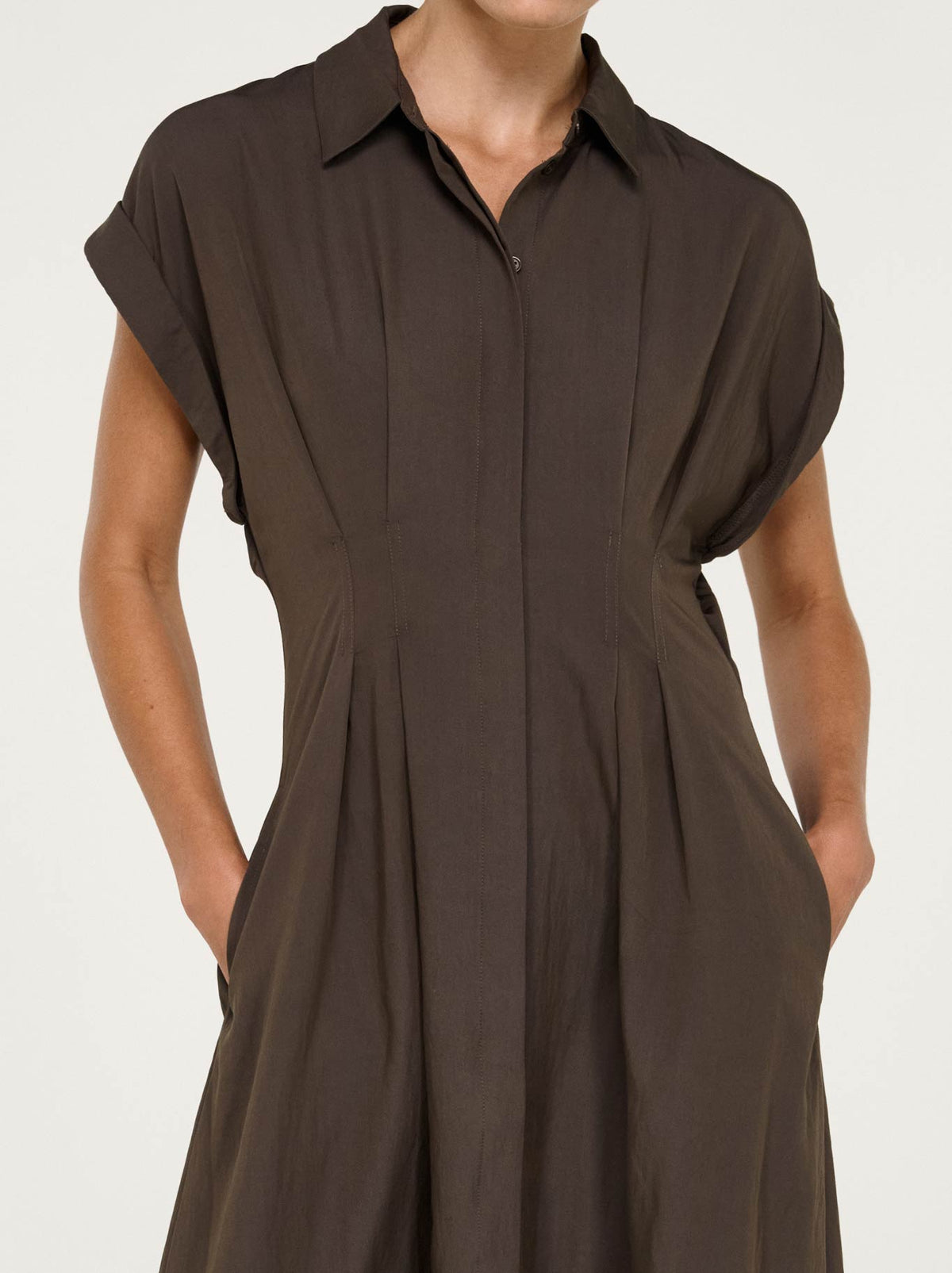 Staple The Label Lucienne Midi Shirt Dress (Dark Olive)