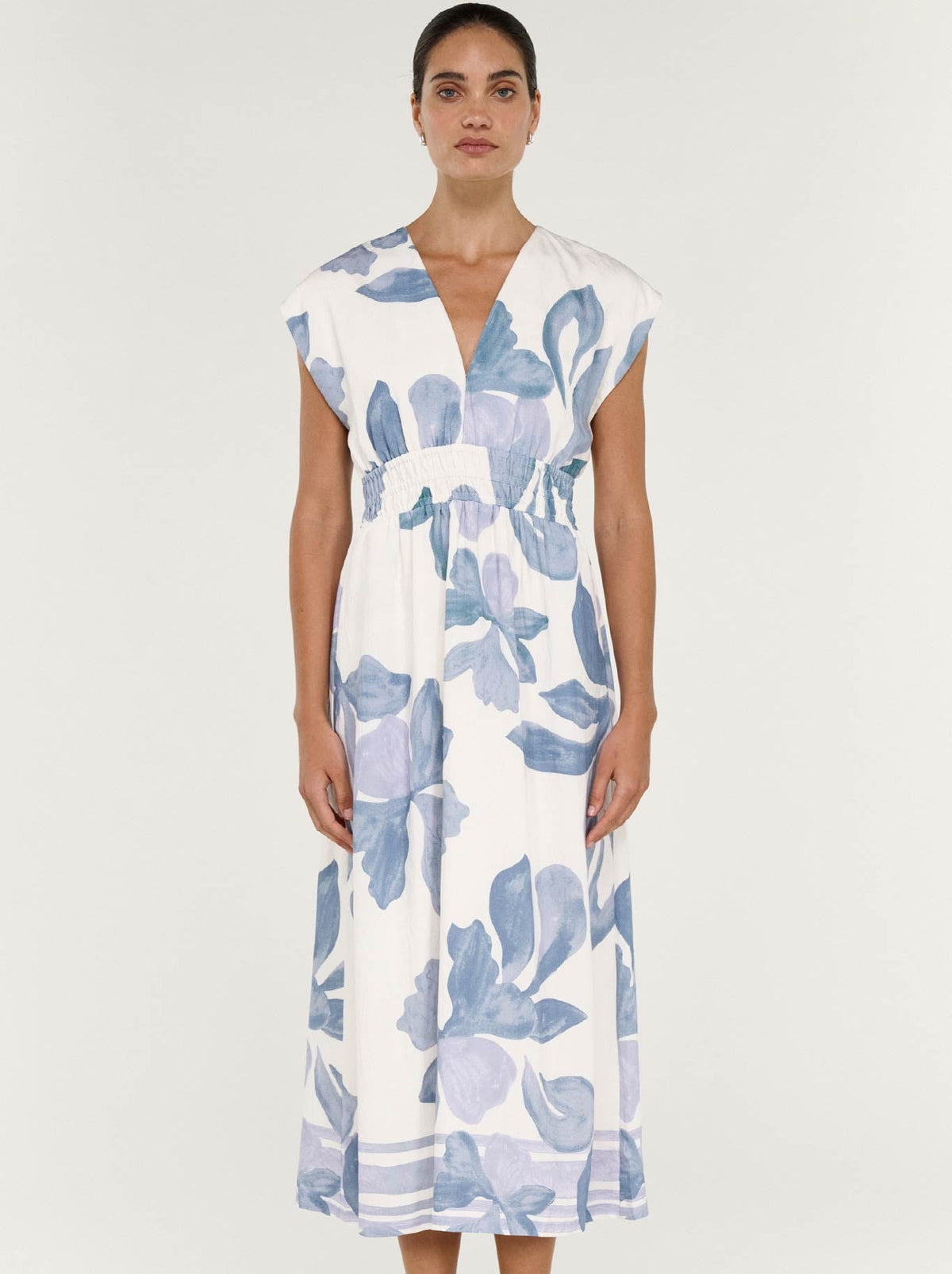 Image of Dresses. Product name - Staple The Label Elody Midi Dress in Blue Floral colour by brand - Staple