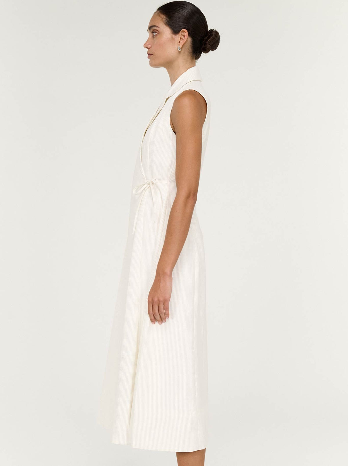 Staple The Label Savina Wrap Midi Dress (Ivory Stripe)