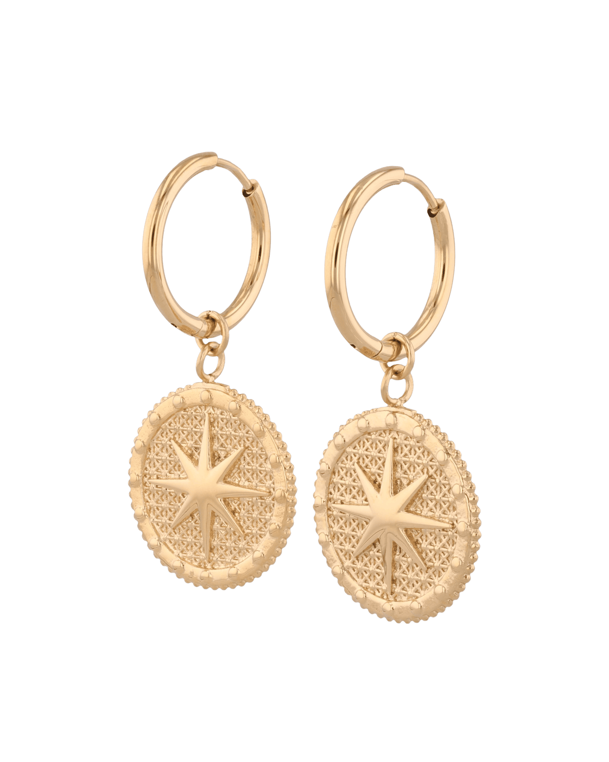LAVANA Starburst Charm Gold Hoop Earrings