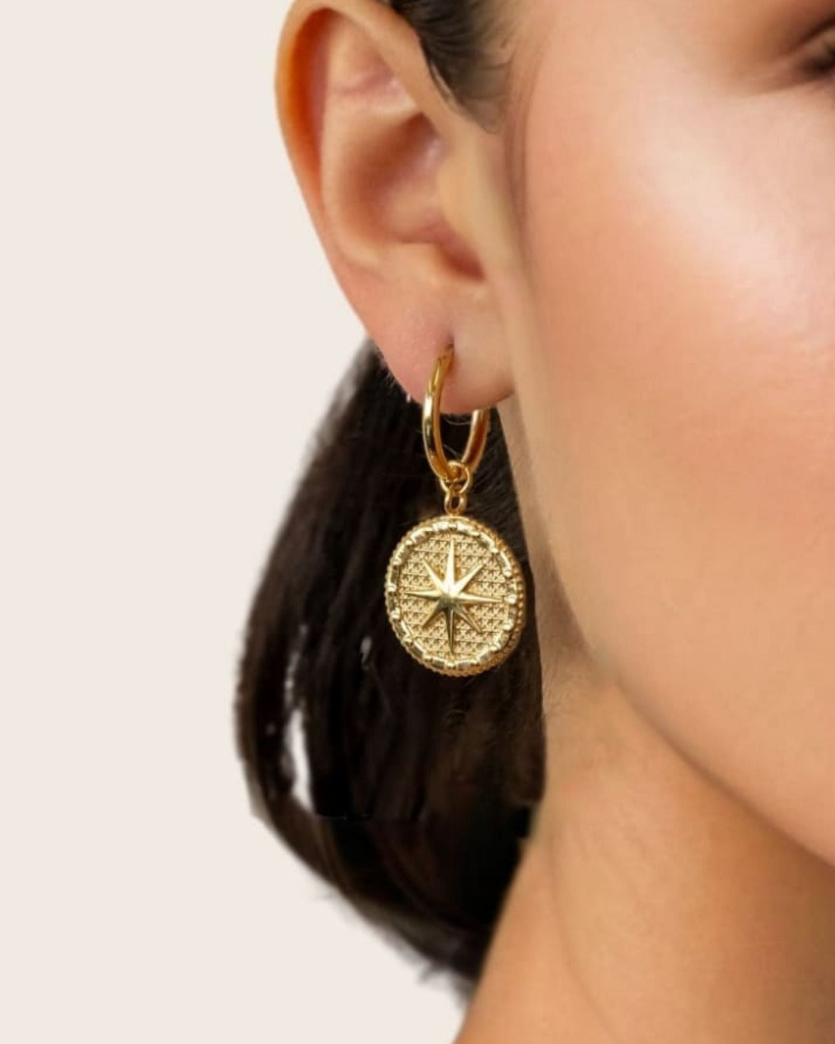 LAVANA Starburst Charm Gold Hoop Earrings