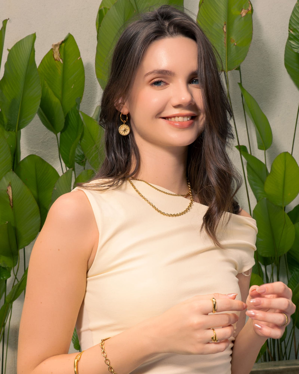 LAVANA Starburst Charm Gold Hoop Earrings