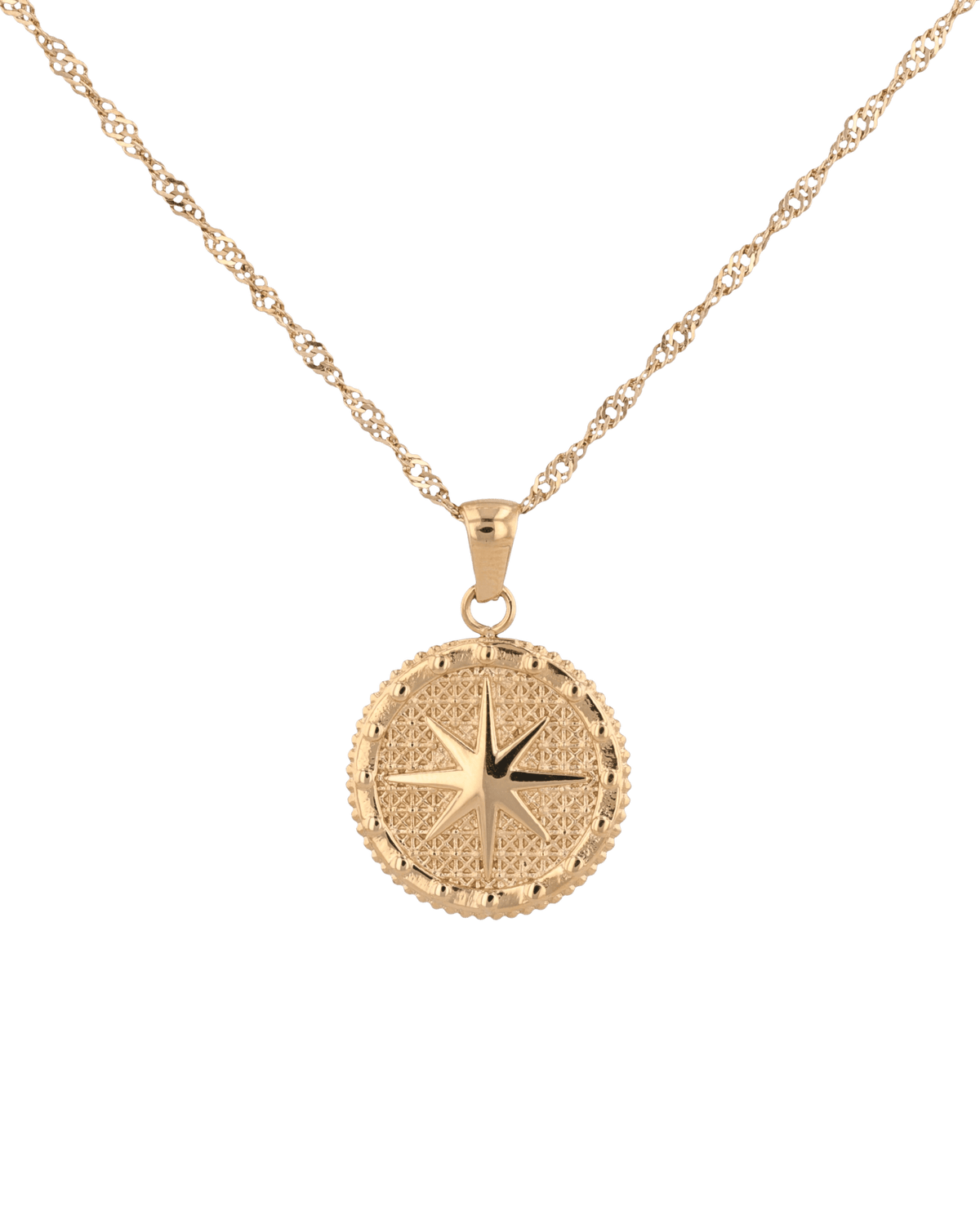 Image of Necklaces. Product name - Starburst Coin Gold Necklace in colour by brand - LAVANA