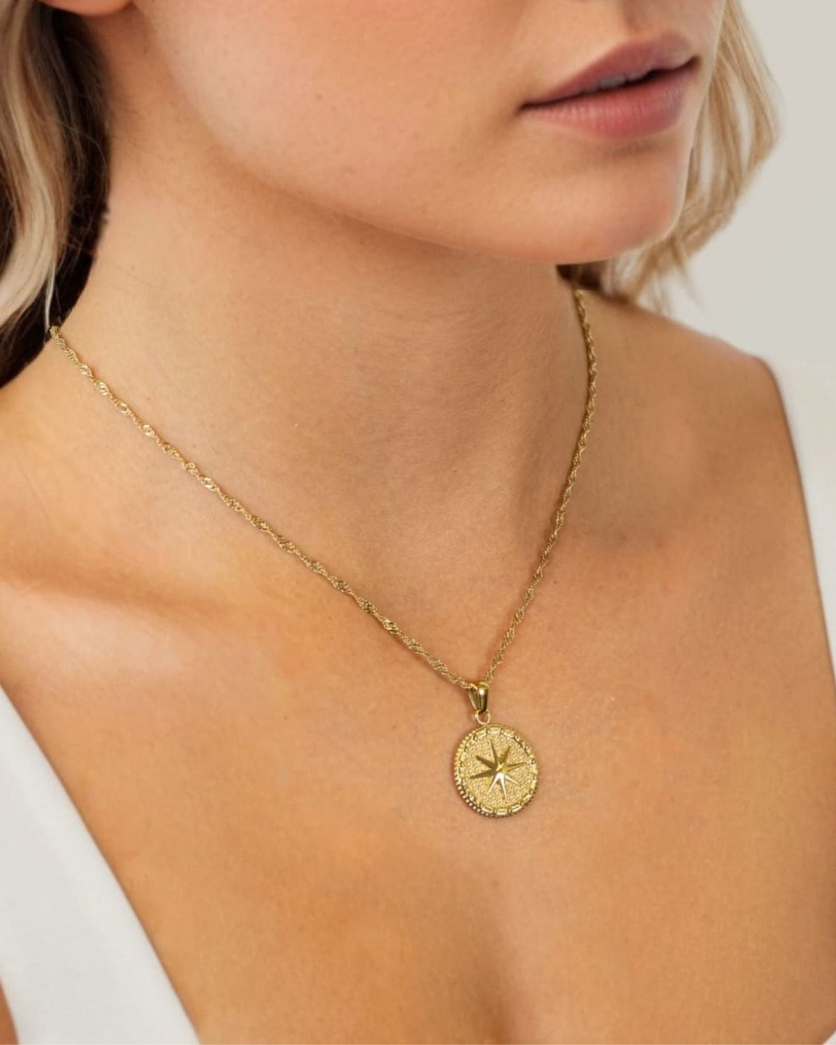 LAVANA Starburst Coin Gold Necklace
