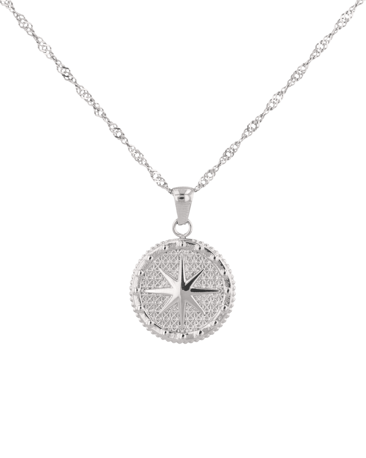 Image of Necklaces. Product name - Starburst Coin Silver Necklace in colour by brand - LAVANA
