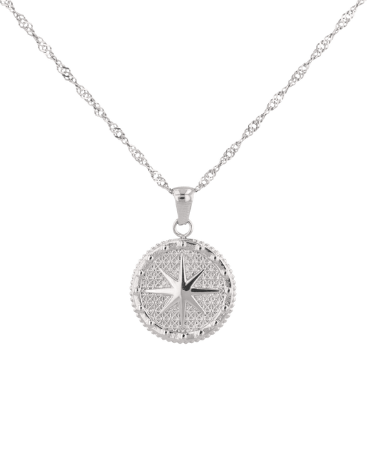 Image of Necklaces. Product name - Starburst Coin Silver Necklace in colour by brand - LAVANA
