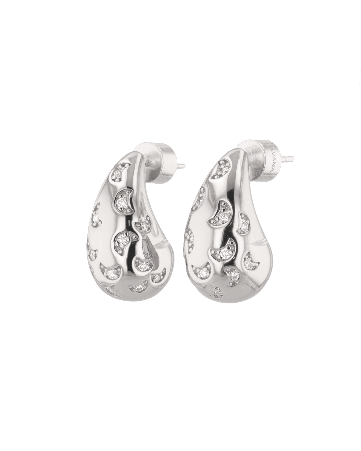 Image of Earrings. Product name - Stardust Raindrop Silver Earrings in colour by brand - LAVANA