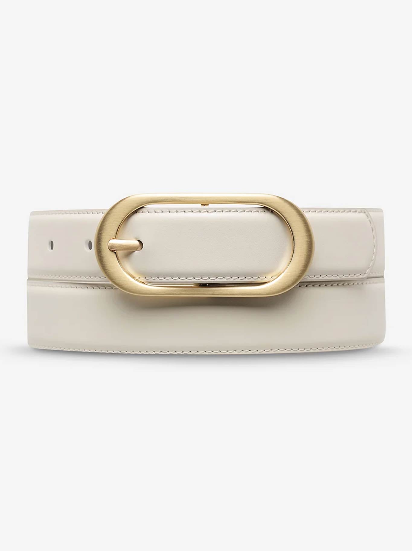 Image of Belts. Product name - STATUS ANXIETY FINAL LOOP BELT in Ivory Gold colour by brand - Status Anxiety