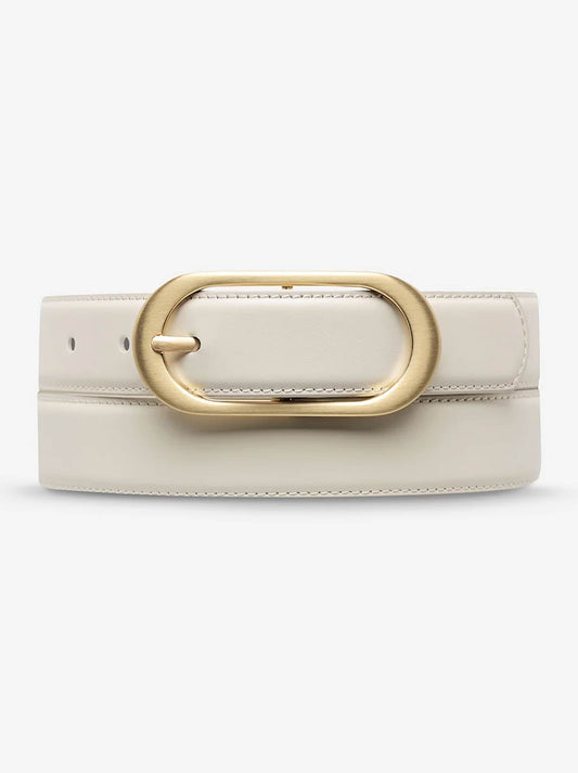 Image of Belts. Product name - STATUS ANXIETY FINAL LOOP BELT in Ivory Gold colour by brand - Status Anxiety