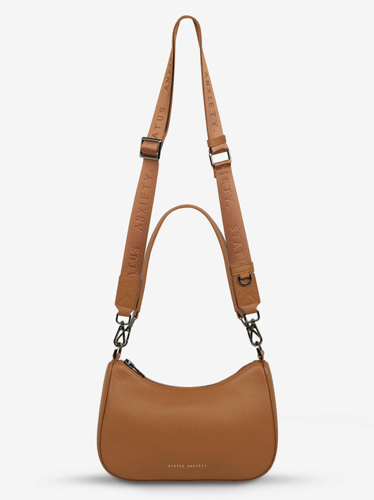 Image of Bags. Productname: STATUS ANXIETY LOOK BOTH WAYS BAG in Camel colour by brand - Status Anxiety