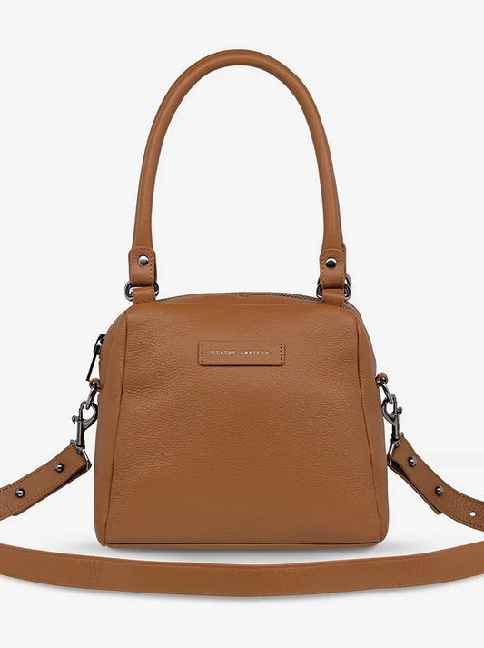 Image of Accessories. Product name - Status Anxiety Mini Mountains Bag in Camel colour by brand - Status Anxiety