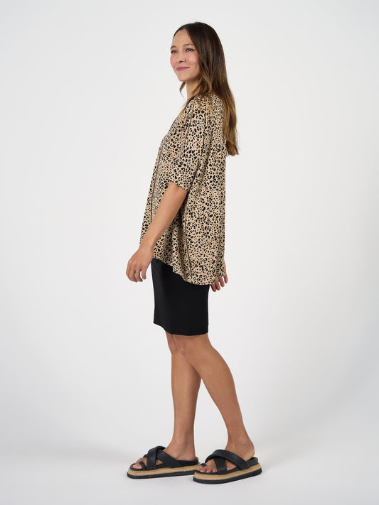 Lou Lou Stella Oversized Bamboo Slouch T-Shirt (Brown Leopard)