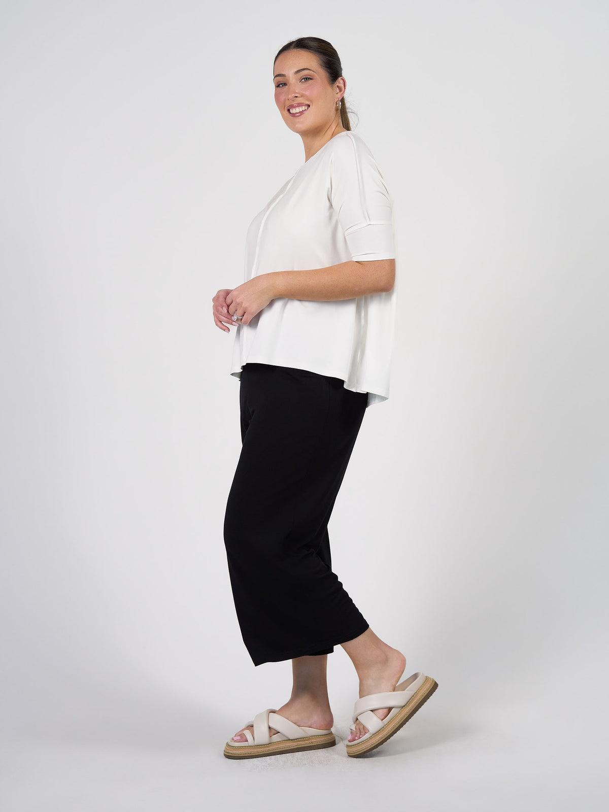Lou Lou Stella Oversized Bamboo Slouch T-Shirt (White)