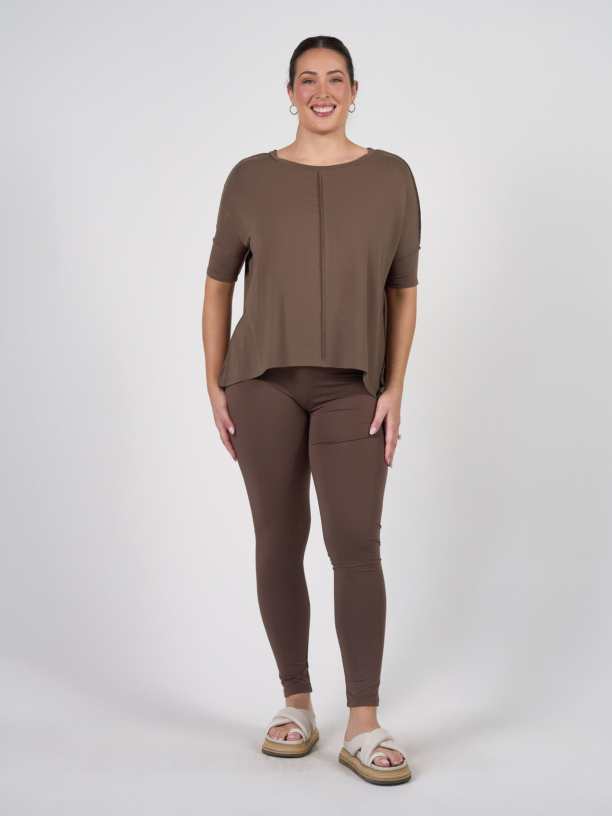 Lou Lou Stella Oversized Bamboo Slouch T-Shirt (Chocolate)