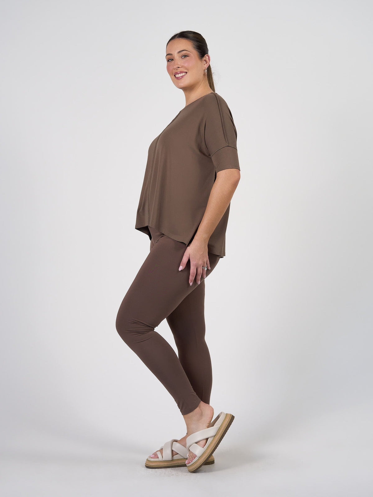 Lou Lou Stella Oversized Bamboo Slouch T-Shirt (Chocolate)