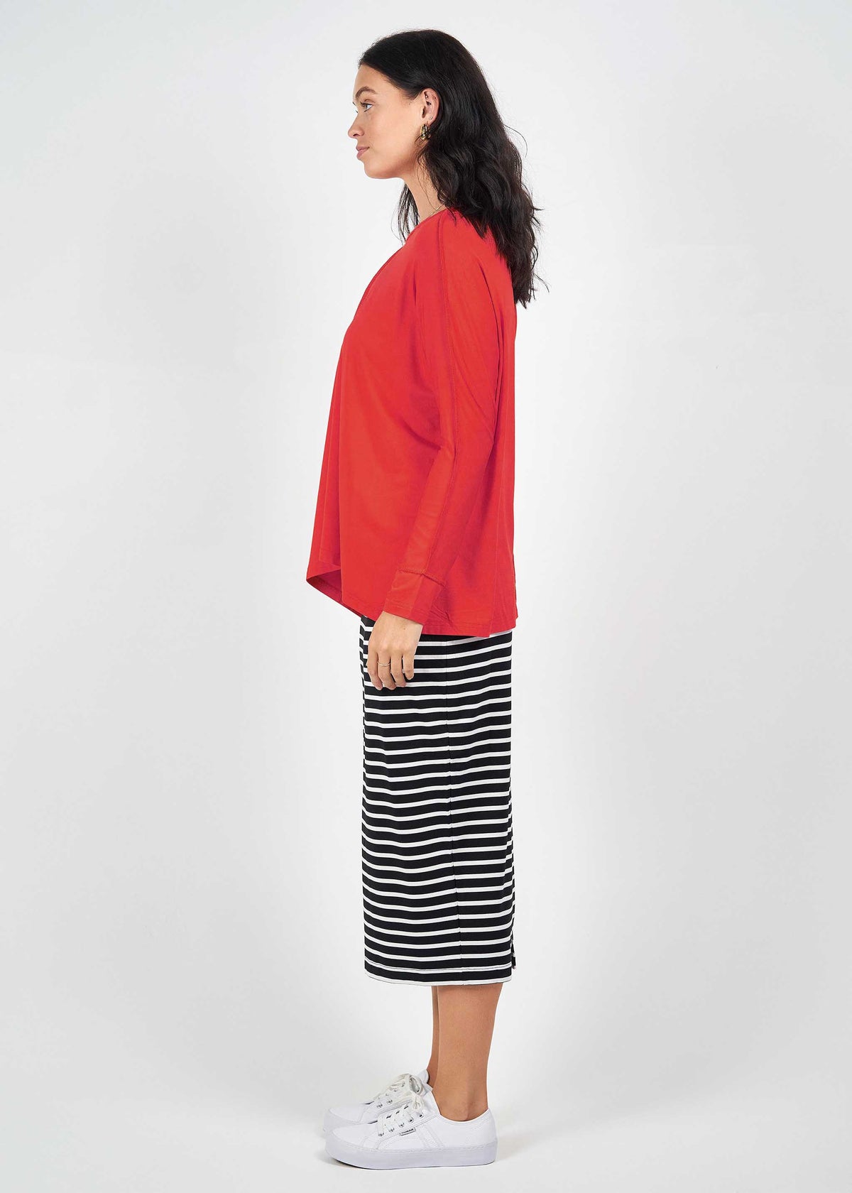 Lou Lou Stella Longsleeve Oversized Bamboo Slouch Top (Fiery Red)