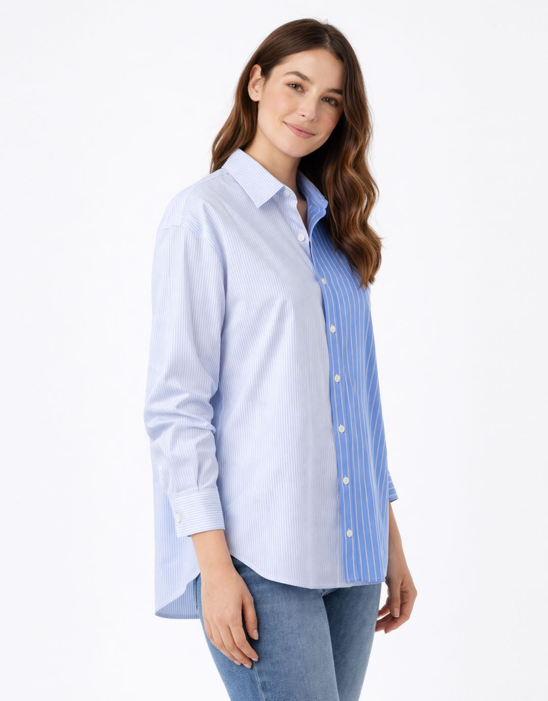 Betty Basics Stevie Shirt (Blue Stripe Contrast)