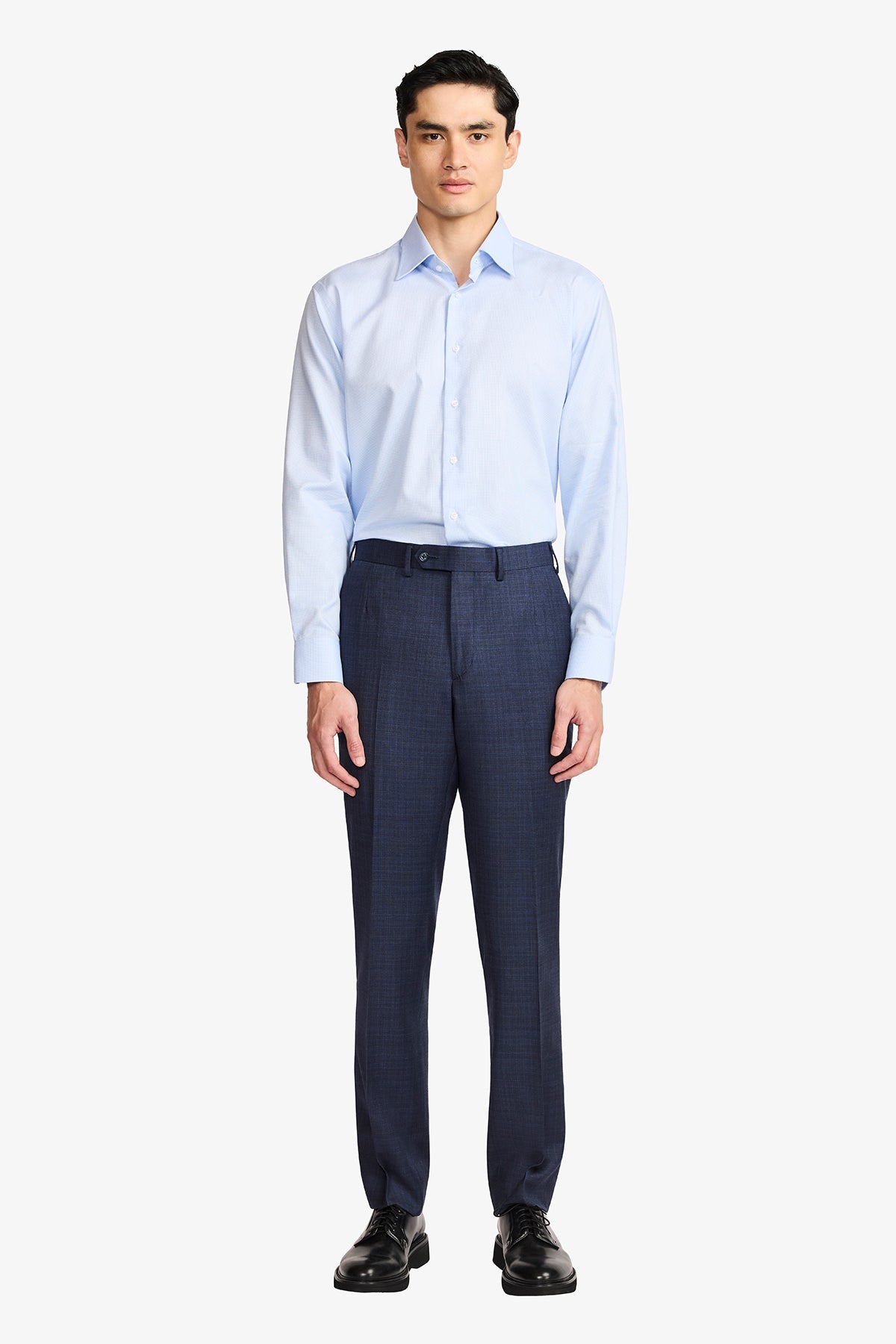 Image of Shirts. Product name - Gus Formal Shirt Blue Microdesign in Blue colour by brand - Anthony Squires