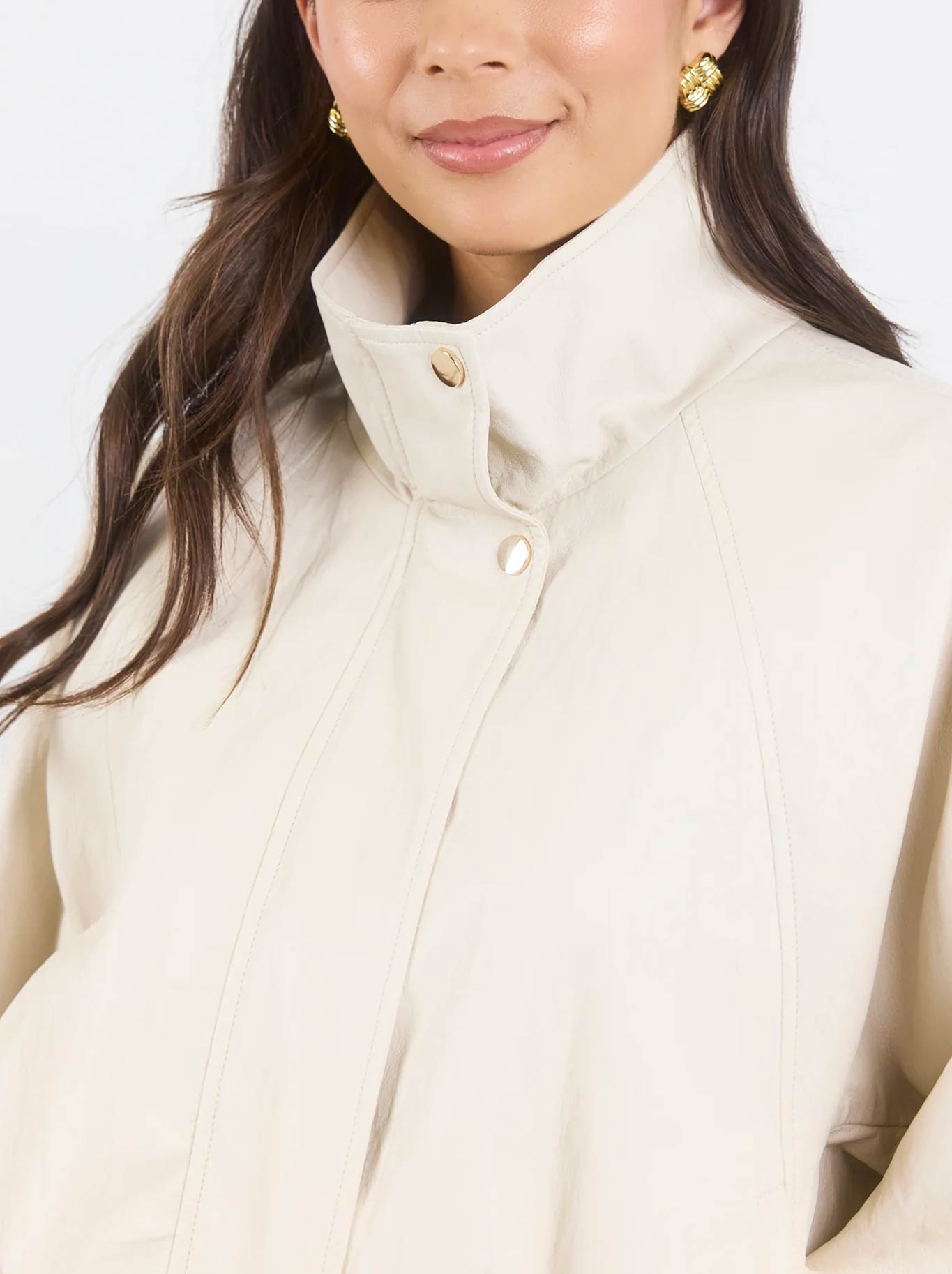 STORIES BE TOLD ENSEMBLE FAUX LEATHER ZIP BOMBER (Putty)