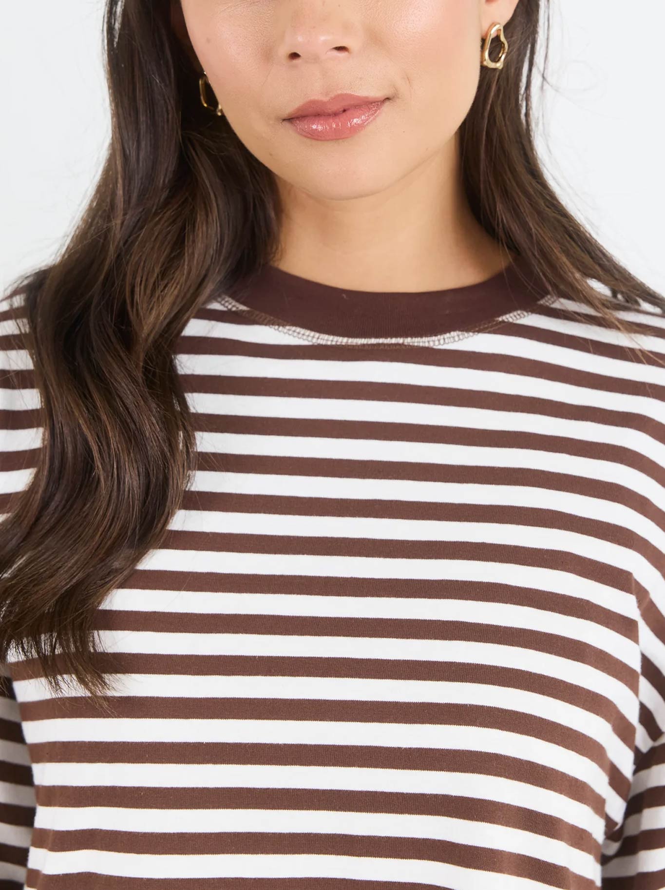 STORIES BE TOLD UNITE STRIPE LONG SLEEVE TEE (Chocolate/White)