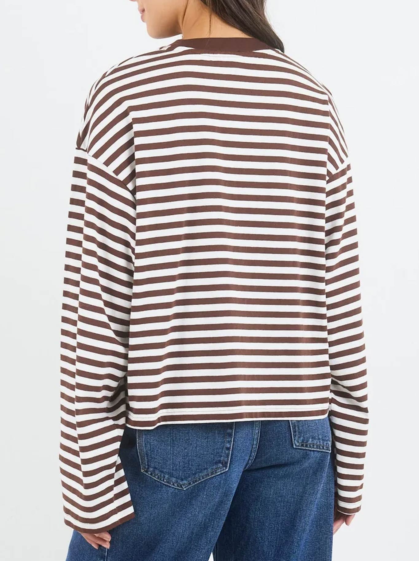STORIES BE TOLD UNITE STRIPE LONG SLEEVE TEE (Chocolate/White)