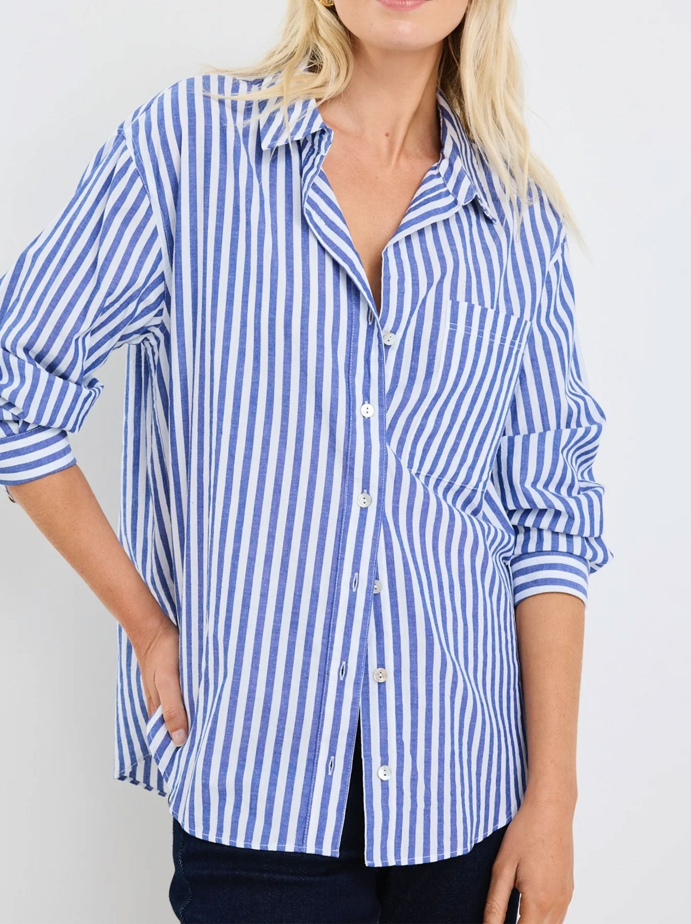 Image of Shirts. Productname: STORIES BE TOLD YOU GOT THIS STRIPE OVERSIZED SHIRT in Chocolate Stripe colour by brand - Stories Be Told