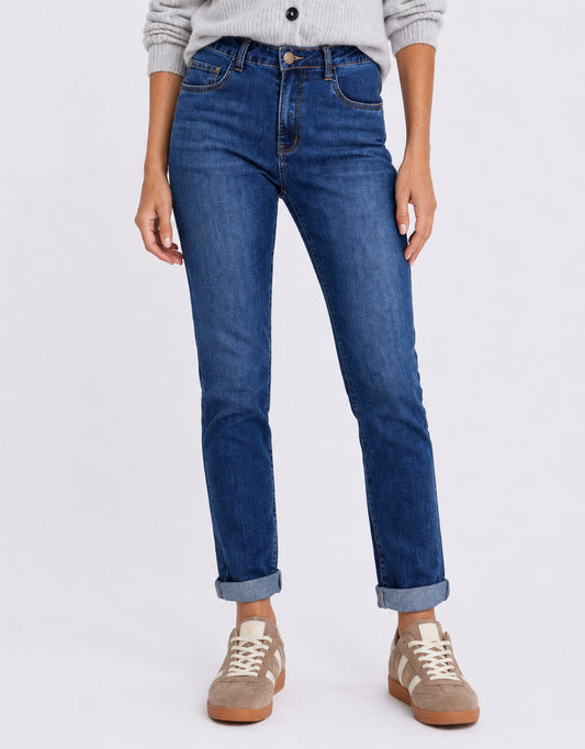 Image of Jeans. Product name - Stretch Mom Jean Dark Blue in Dark Blue colour by brand - 132 Fashion