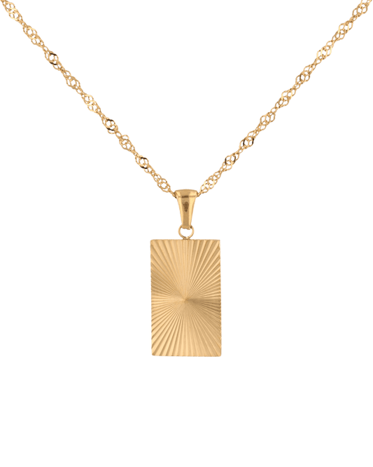 Image of Necklaces. Product name - Sunburst Gold Tag Necklace in colour by brand - LAVANA