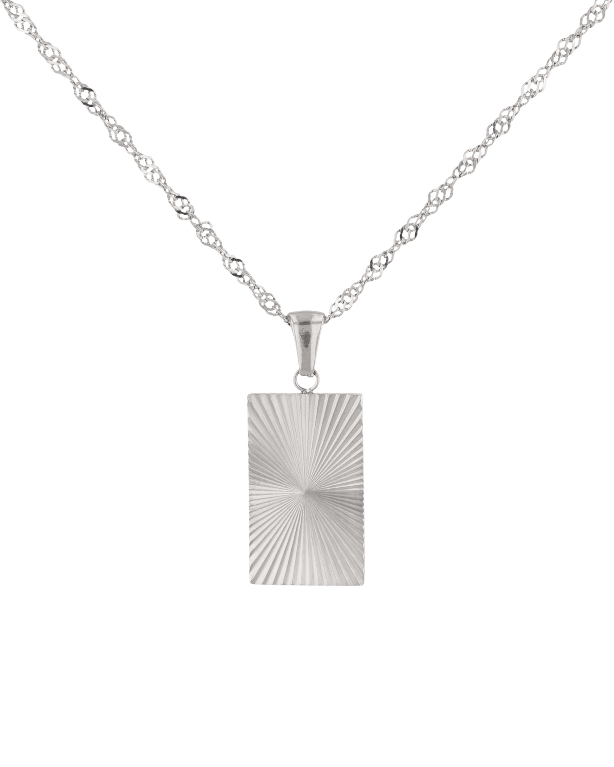 Image of Necklaces. Product name - Sunburst Silver Tag Necklace in colour by brand - LAVANA