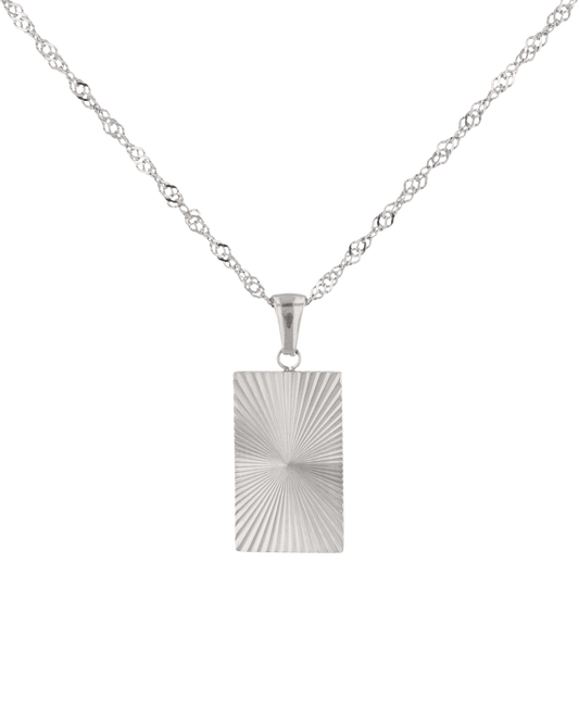 Image of Necklaces. Product name - Sunburst Silver Tag Necklace in colour by brand - LAVANA