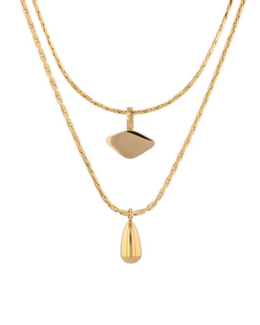 Image of Necklaces. Product name - Sunshower Layered Gold Necklace in colour by brand - LAVANA