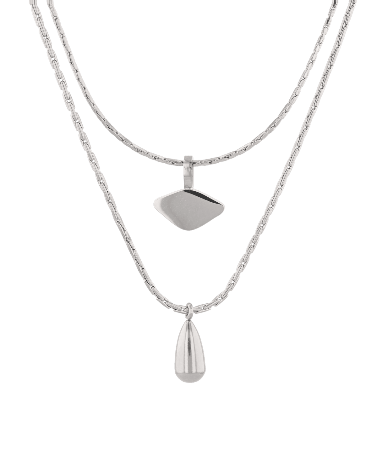 Image of Necklaces. Product name - Sunshower Layered Silver Necklace in colour by brand - LAVANA
