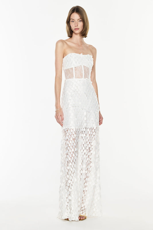 Image of Dresses. Productname: Supreme Extreme Strapless Gown in White colour by brand - Manning Cartell