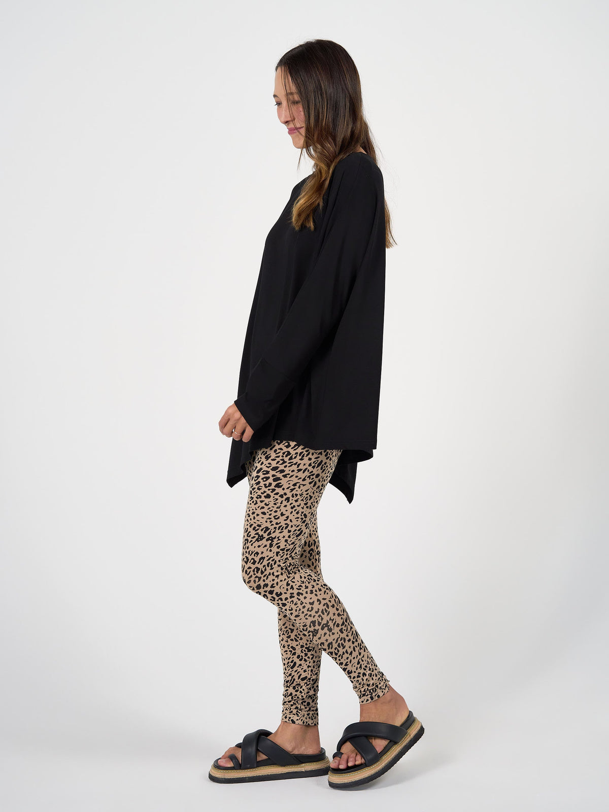 Lou Lou Susie Oversized Asymmetrical Bamboo Top (Black)