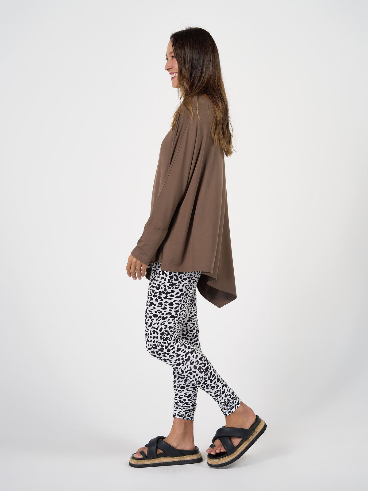 Lou Lou Susie Oversized Asymmetrical Bamboo Top (Chocolate)