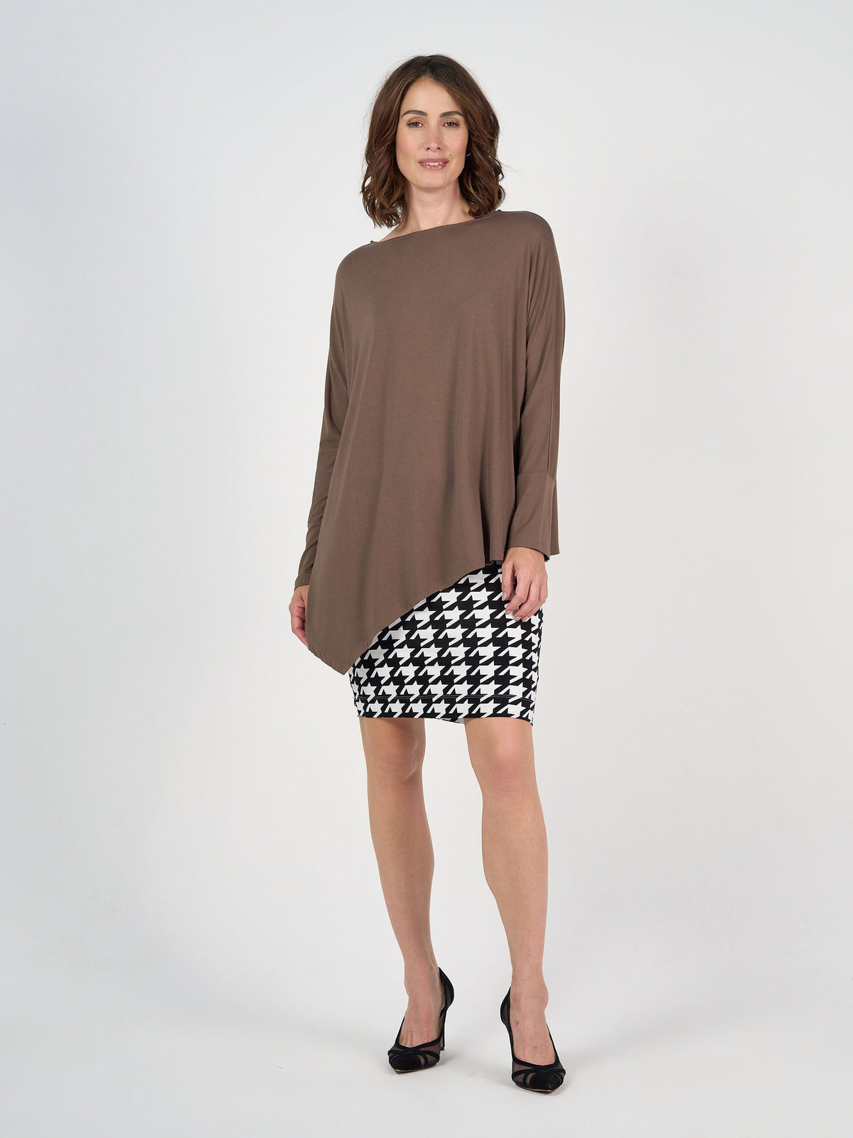Lou Lou Susie Oversized Asymmetrical Bamboo Top (Chocolate)
