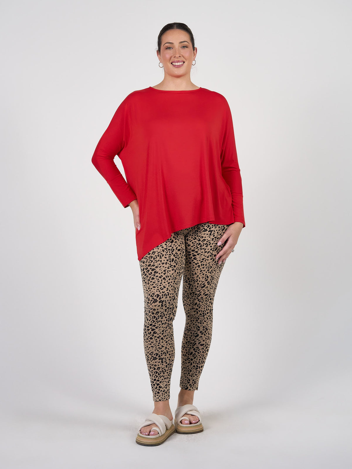 Lou Lou Susie Oversized Asymmetrical Bamboo Top (Fiery Red)
